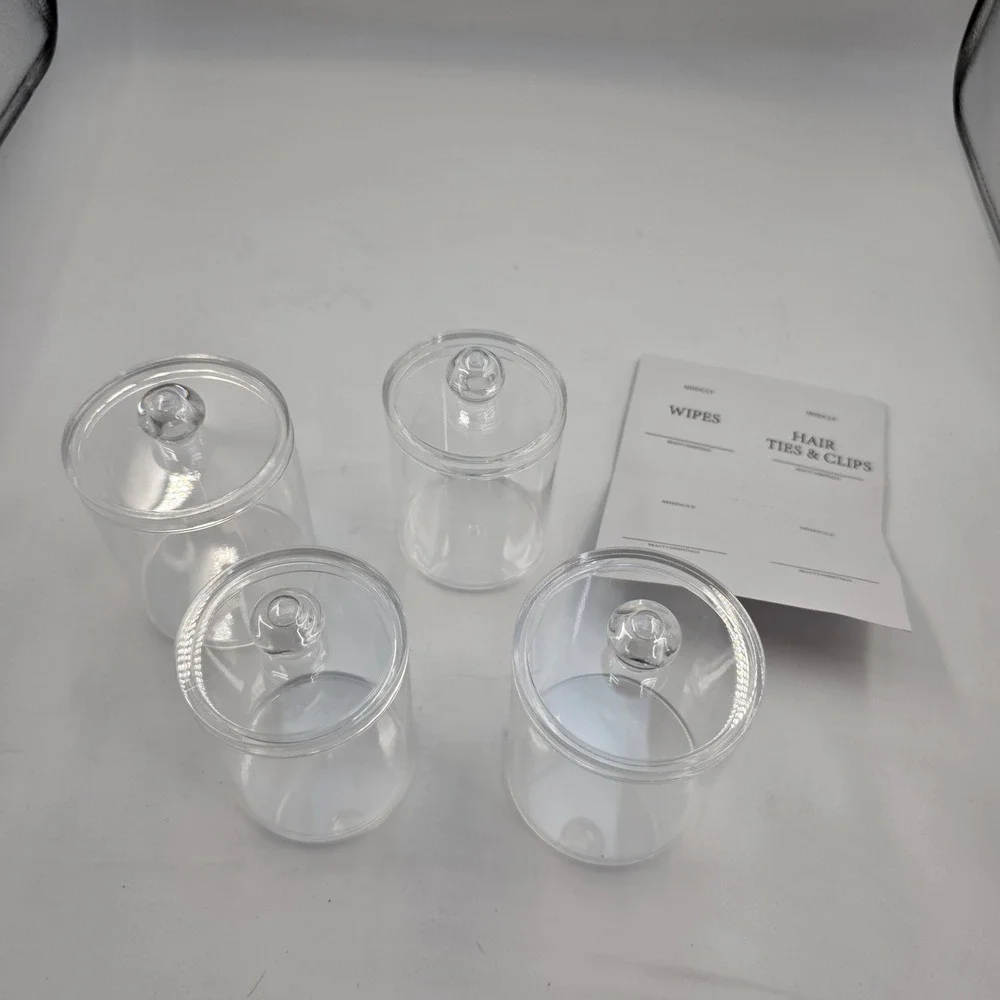 MHDCLY 4 Pack Bathroom Organizer Clear Apothecary Jars Vanity Storage L4
